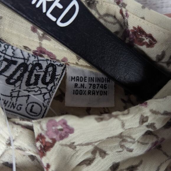 Vintage Way to Go Floral Button Down Shirt with Shoulder Pads sz Large New - Picture 7 of 9